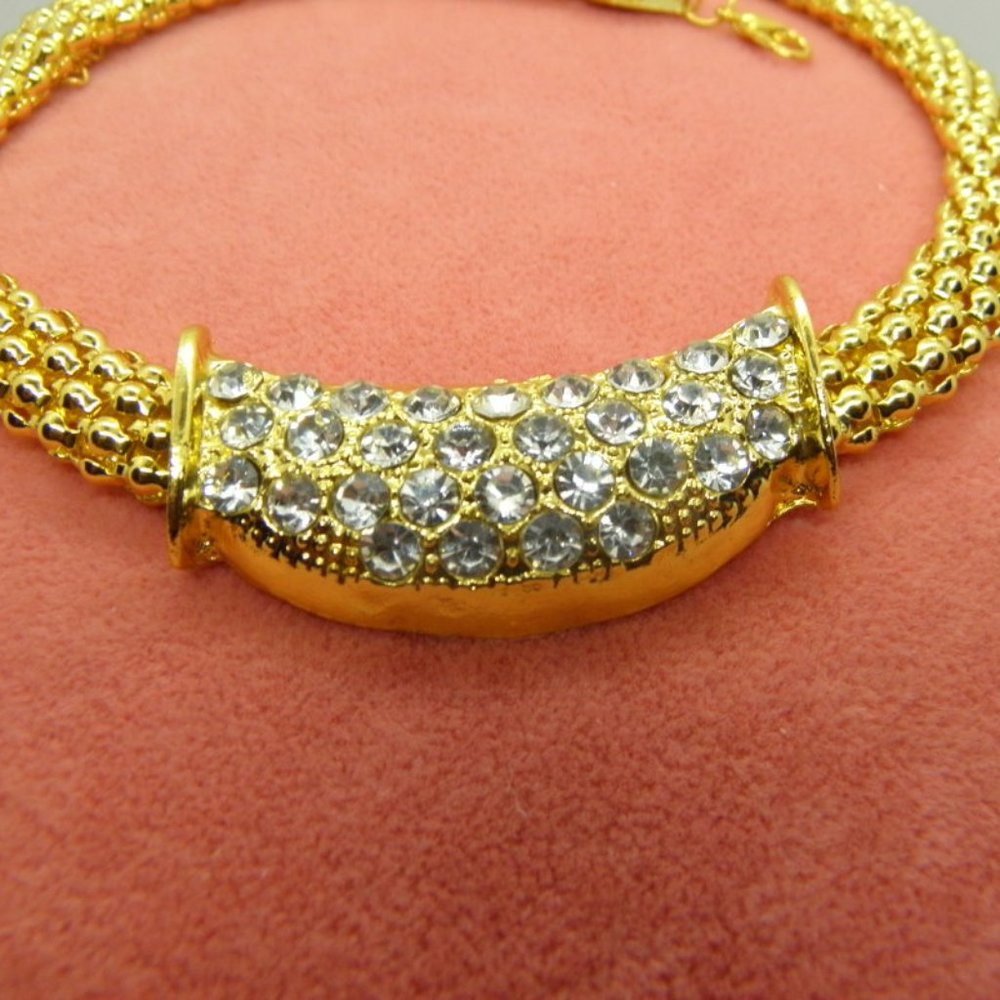 4 PCS Gold Rhinestone Necklace, Jewelry Set - Picture 5 of 8